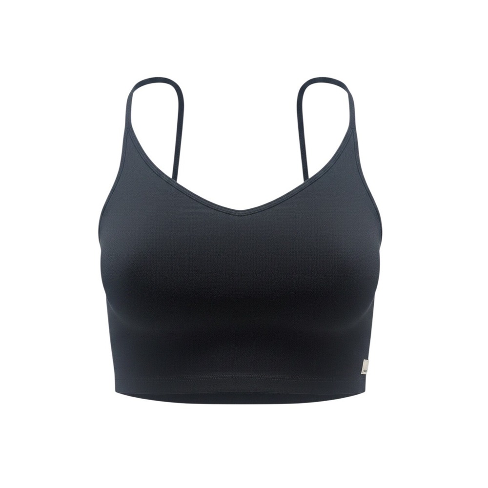 Vuori Womens Black Cotton Soft Crop Top Lined Yoga Tank Sports Bra Size XL